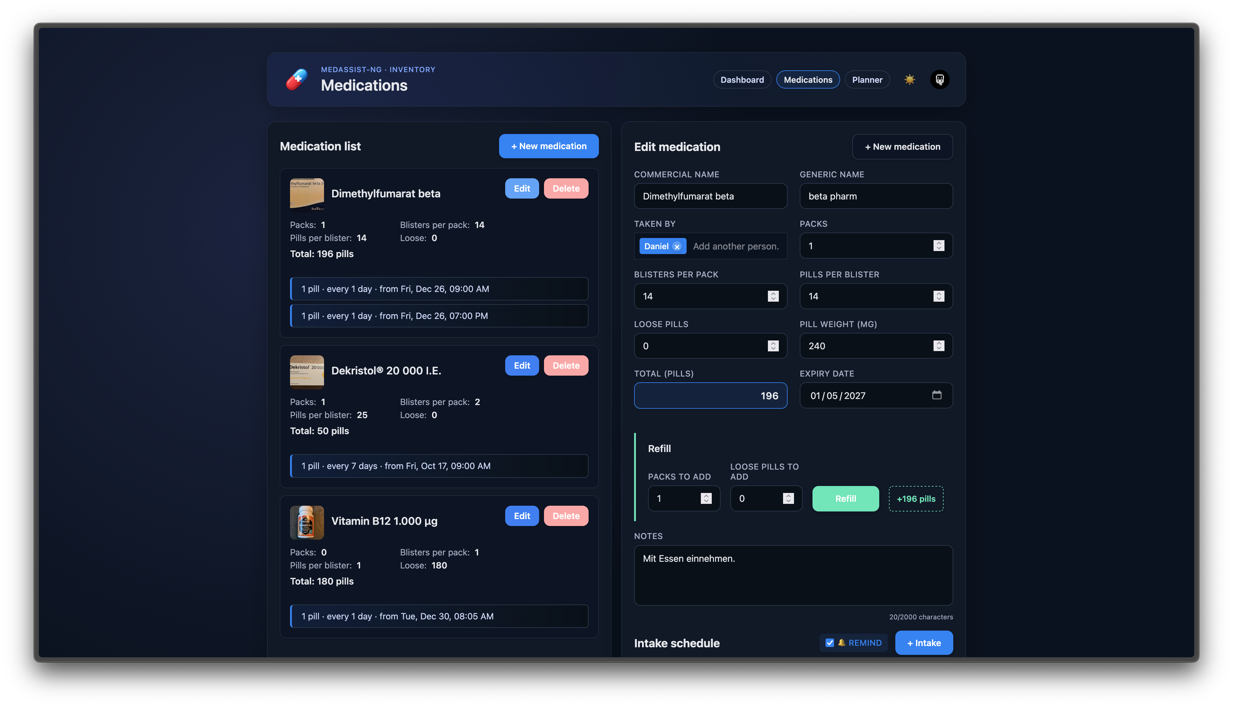 Medications Edit Form